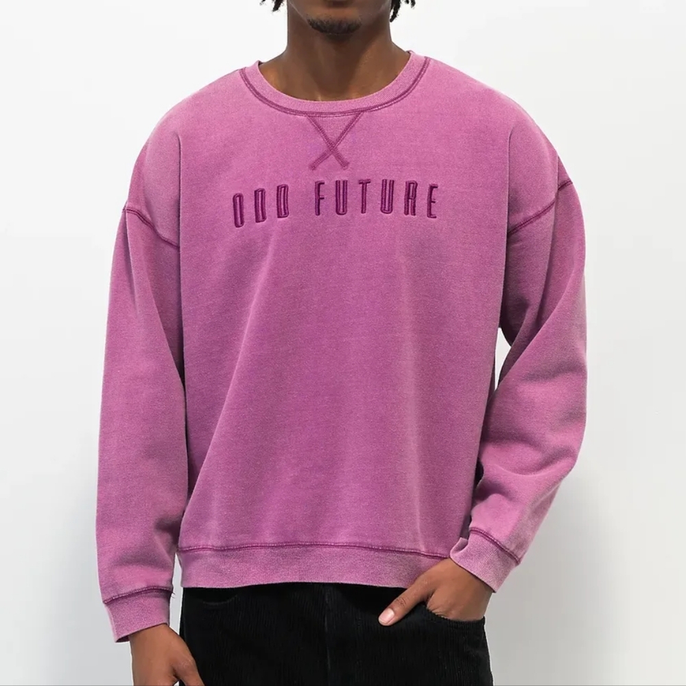 Odd Future Overdyed Panel Pink OFWCKTA Embroidered Sweatshirt Size Small